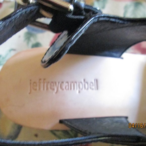 Jeffrey Campbell Black Patent Heel Sandals 6.5 NEW - Picture 11 of 13